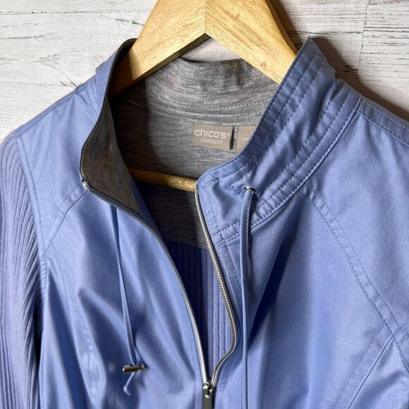 Chicos Zenergy Jacket Womens Size 0/Small Light Periwinkle Knit Mix Long Sleeve - Picture 10 of 15